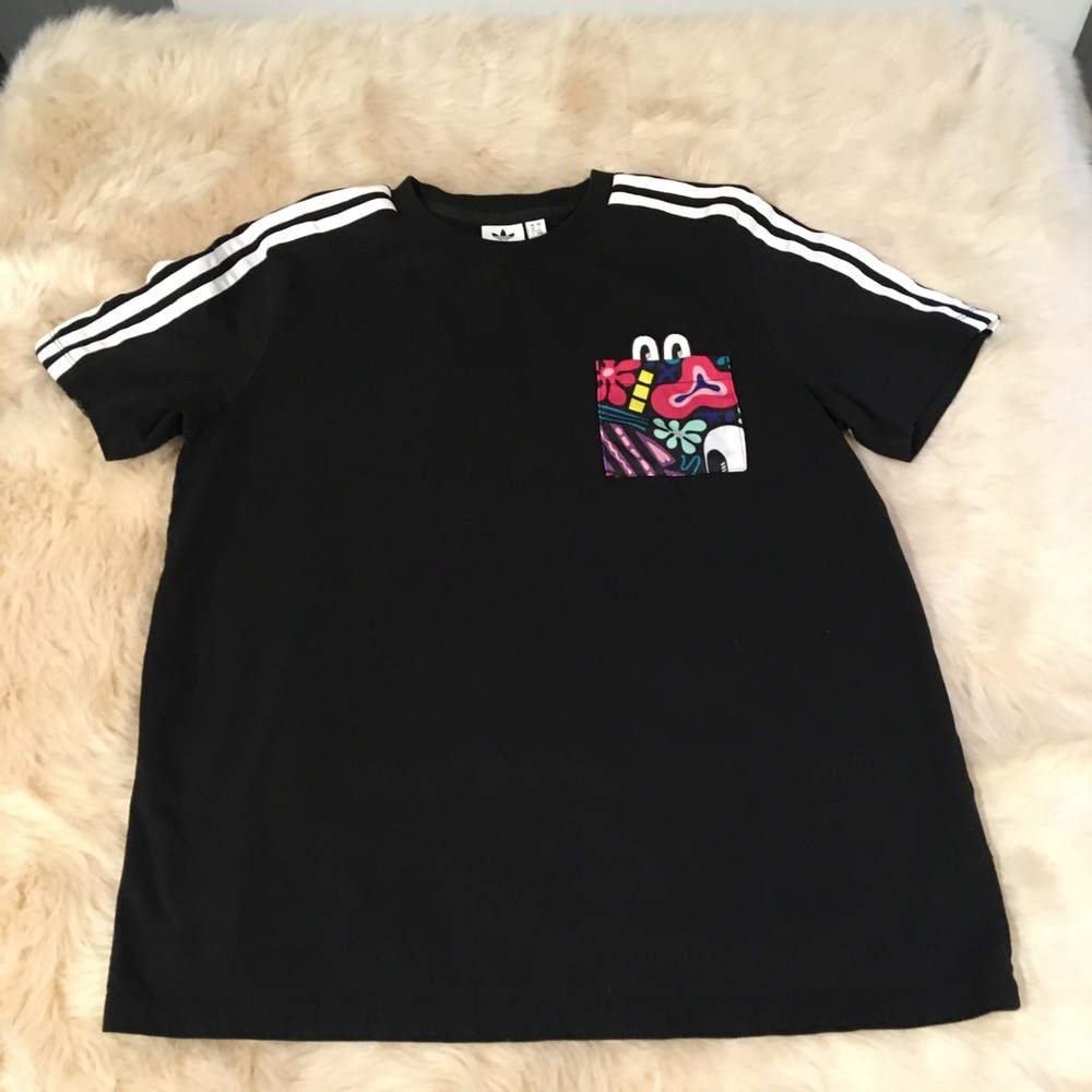 Adidas 3 Stripes Black T Size Large